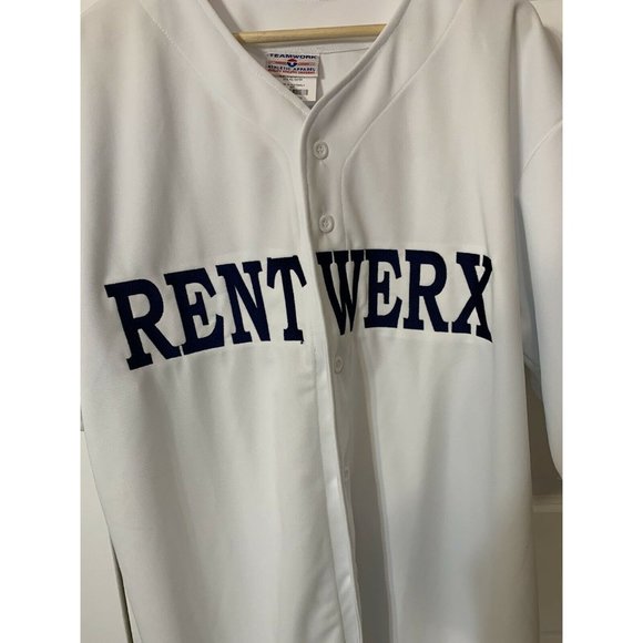 Team Apparel Rentwerx Baseball Jersey‎ White Blue Red Sz 2XL Brad No 37 - Picture 1 of 5